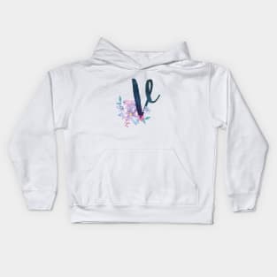 Floral Monogram V Pretty Lilac Bouquet Kids Hoodie